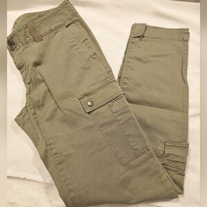 London Jean Cotton Blend Carpenter Jeans Pants, Olive Size 6